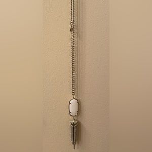 Kendra Scott long necklace in gold with white stone